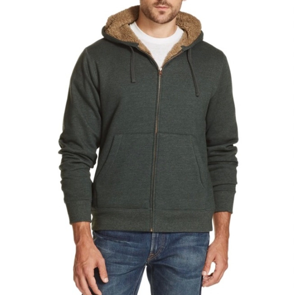 Weatherproof Men's Green Full Zip Sherpa Lined Hooded Jacket Size M New